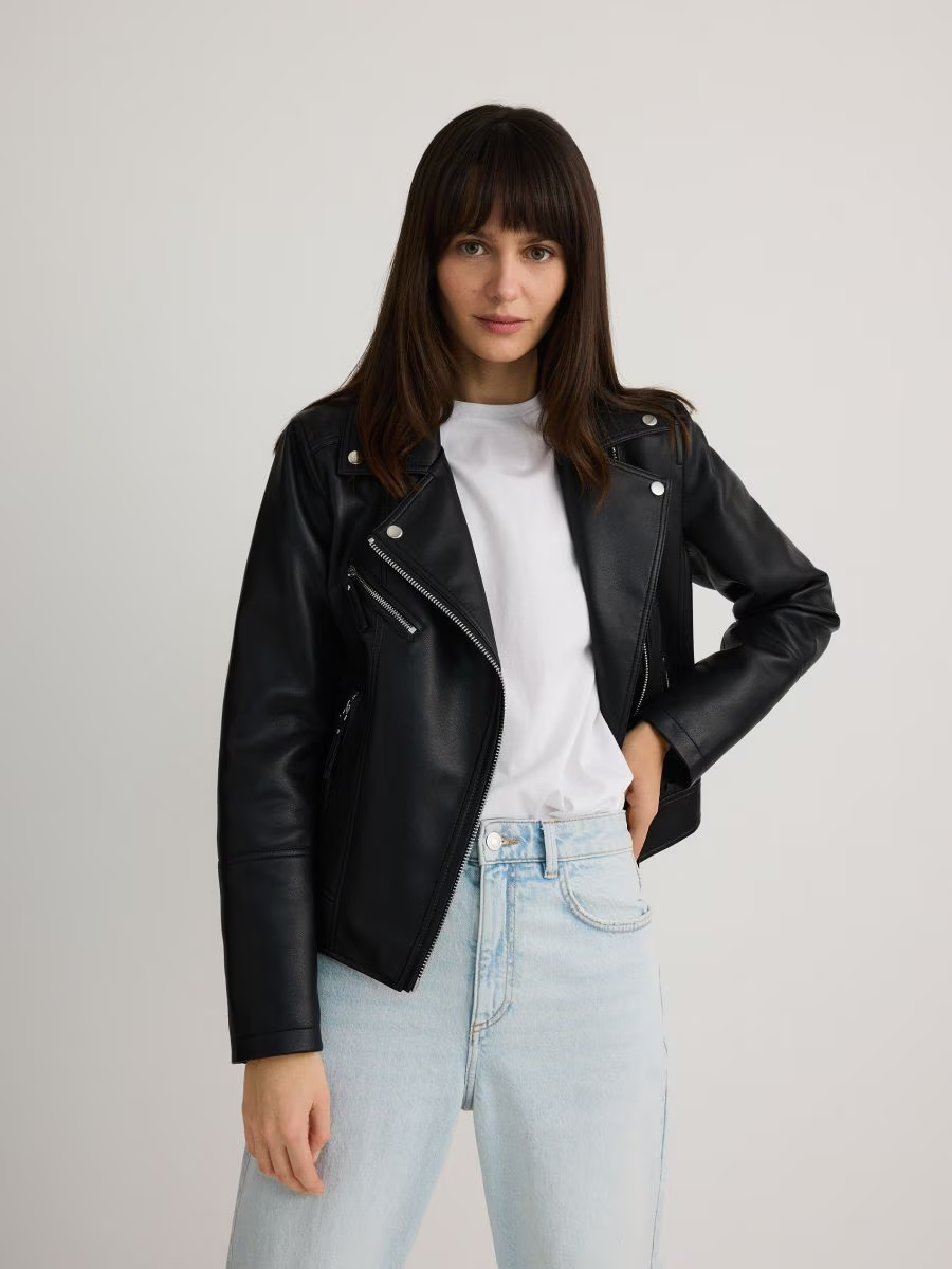 Veste en cuir maxi