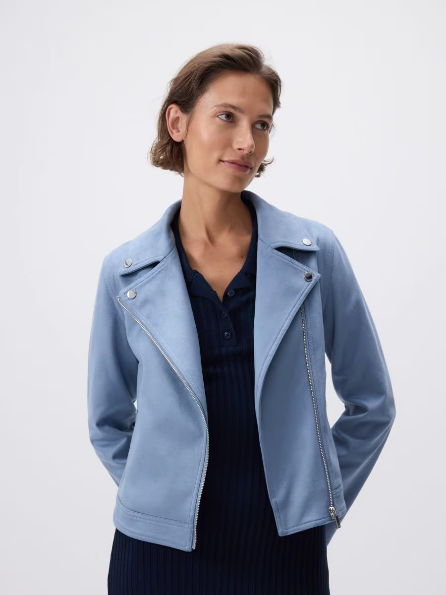 Veste motarde en daim synthétique